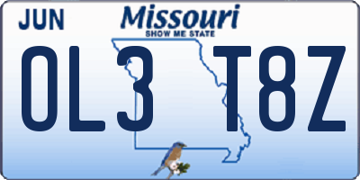 MO license plate OL3T8Z