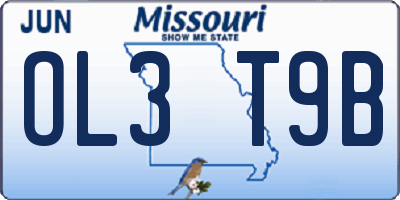 MO license plate OL3T9B