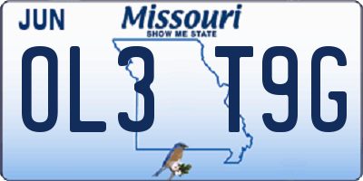MO license plate OL3T9G