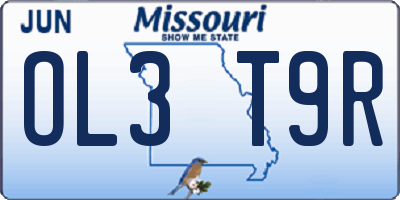 MO license plate OL3T9R