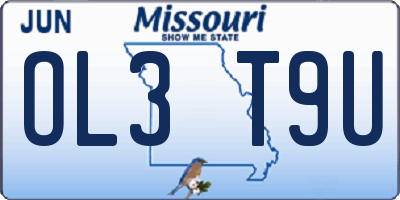 MO license plate OL3T9U