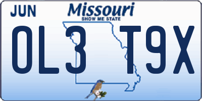 MO license plate OL3T9X