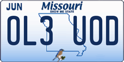 MO license plate OL3U0D