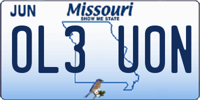 MO license plate OL3U0N