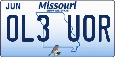 MO license plate OL3U0R