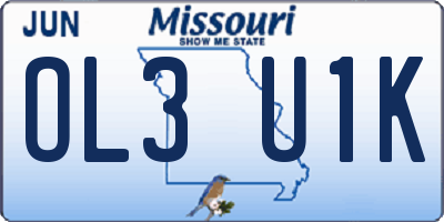 MO license plate OL3U1K