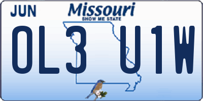 MO license plate OL3U1W
