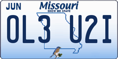 MO license plate OL3U2I