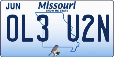 MO license plate OL3U2N