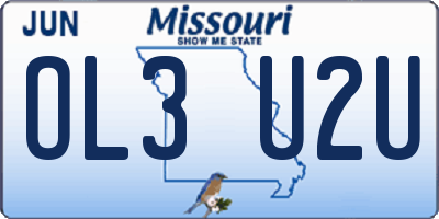MO license plate OL3U2U