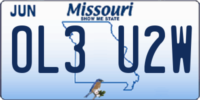 MO license plate OL3U2W