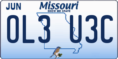 MO license plate OL3U3C