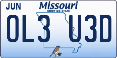 MO license plate OL3U3D