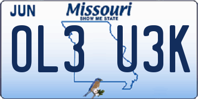 MO license plate OL3U3K