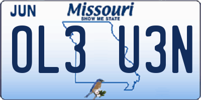 MO license plate OL3U3N