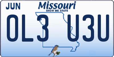 MO license plate OL3U3U
