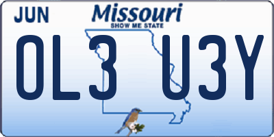 MO license plate OL3U3Y