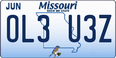 MO license plate OL3U3Z