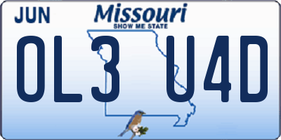 MO license plate OL3U4D