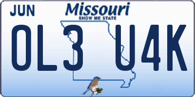 MO license plate OL3U4K