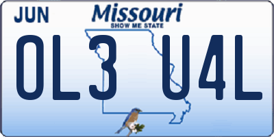 MO license plate OL3U4L