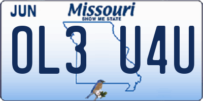 MO license plate OL3U4U