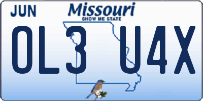 MO license plate OL3U4X