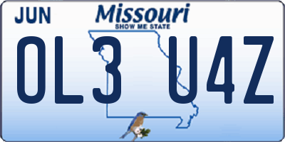 MO license plate OL3U4Z