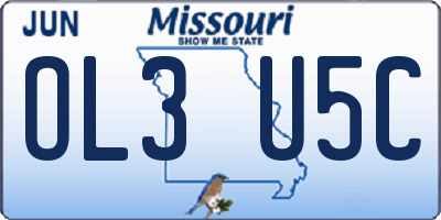 MO license plate OL3U5C