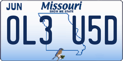 MO license plate OL3U5D
