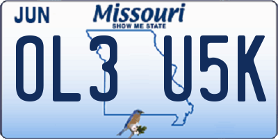 MO license plate OL3U5K