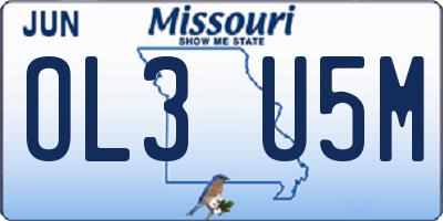 MO license plate OL3U5M