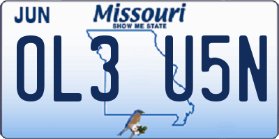 MO license plate OL3U5N