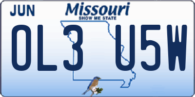 MO license plate OL3U5W