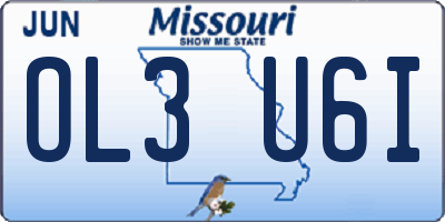 MO license plate OL3U6I