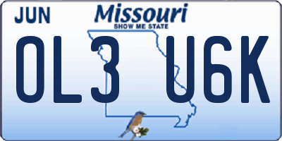 MO license plate OL3U6K