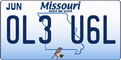MO license plate OL3U6L
