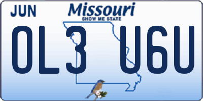 MO license plate OL3U6U