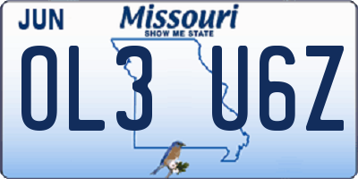 MO license plate OL3U6Z