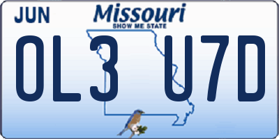 MO license plate OL3U7D