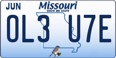 MO license plate OL3U7E