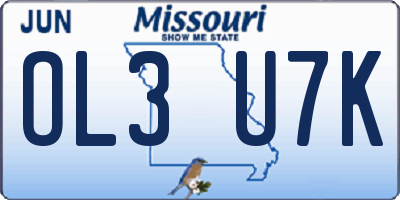 MO license plate OL3U7K