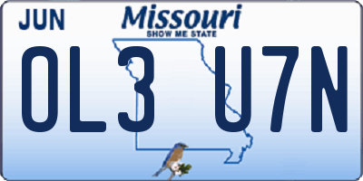 MO license plate OL3U7N