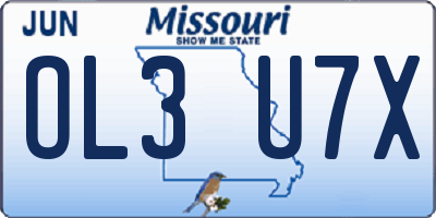 MO license plate OL3U7X