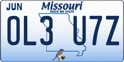 MO license plate OL3U7Z
