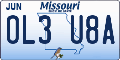 MO license plate OL3U8A
