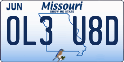 MO license plate OL3U8D