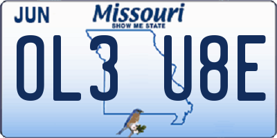 MO license plate OL3U8E