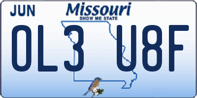 MO license plate OL3U8F