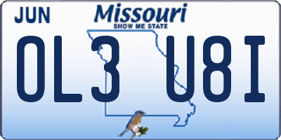 MO license plate OL3U8I
